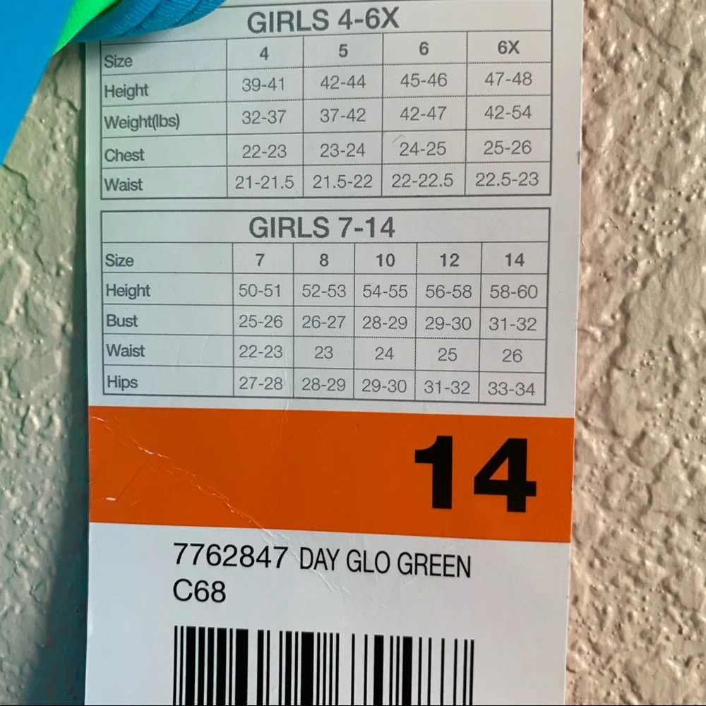 NWT Speedo Neon Green, Blue, Yellow Tankini Bikini Top Size 14